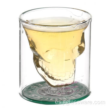 Copa de vino de borosilicato de doble pared con calavera